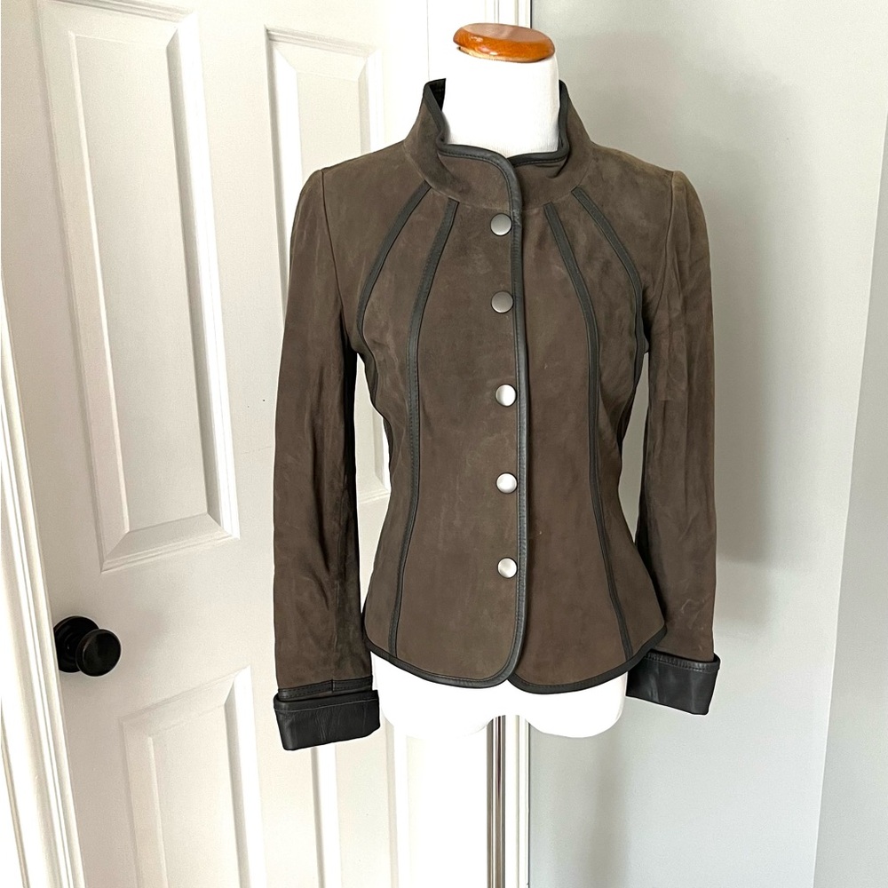 Suede Jacket with Leather Detailing